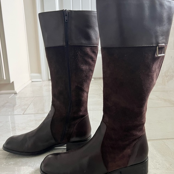 Brown Vintage Genuine Leather Riding Boots Womens Size 7 - Picture 4 of 8